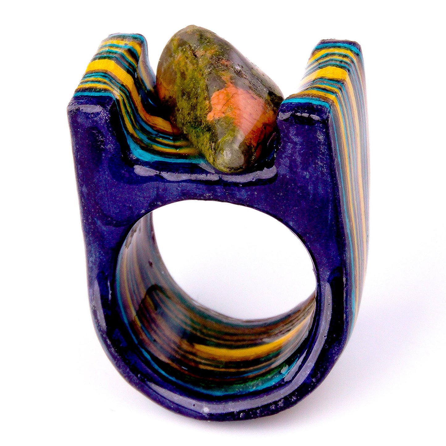 Joyas Artesanales Anillo European bee eater con unakita