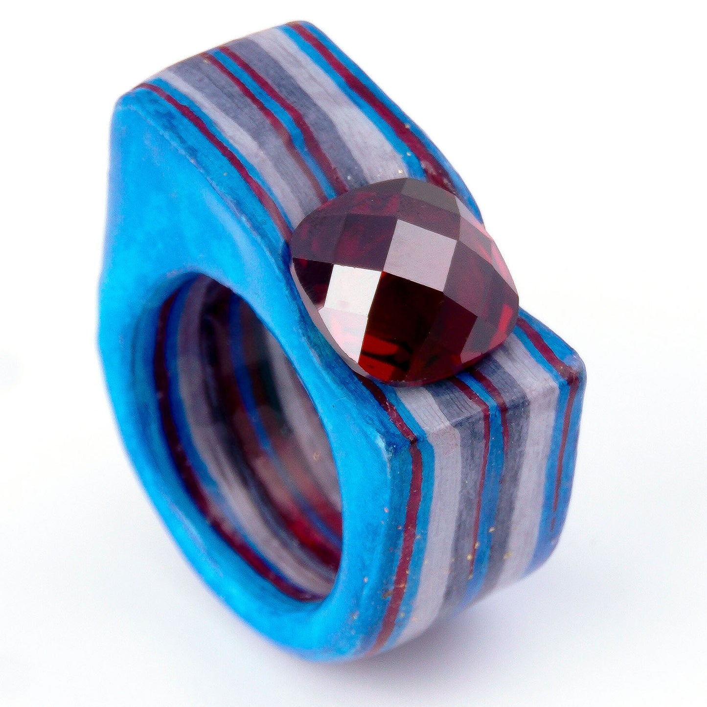 Anillo de Papel - Red chicks macaw con circonita rubi