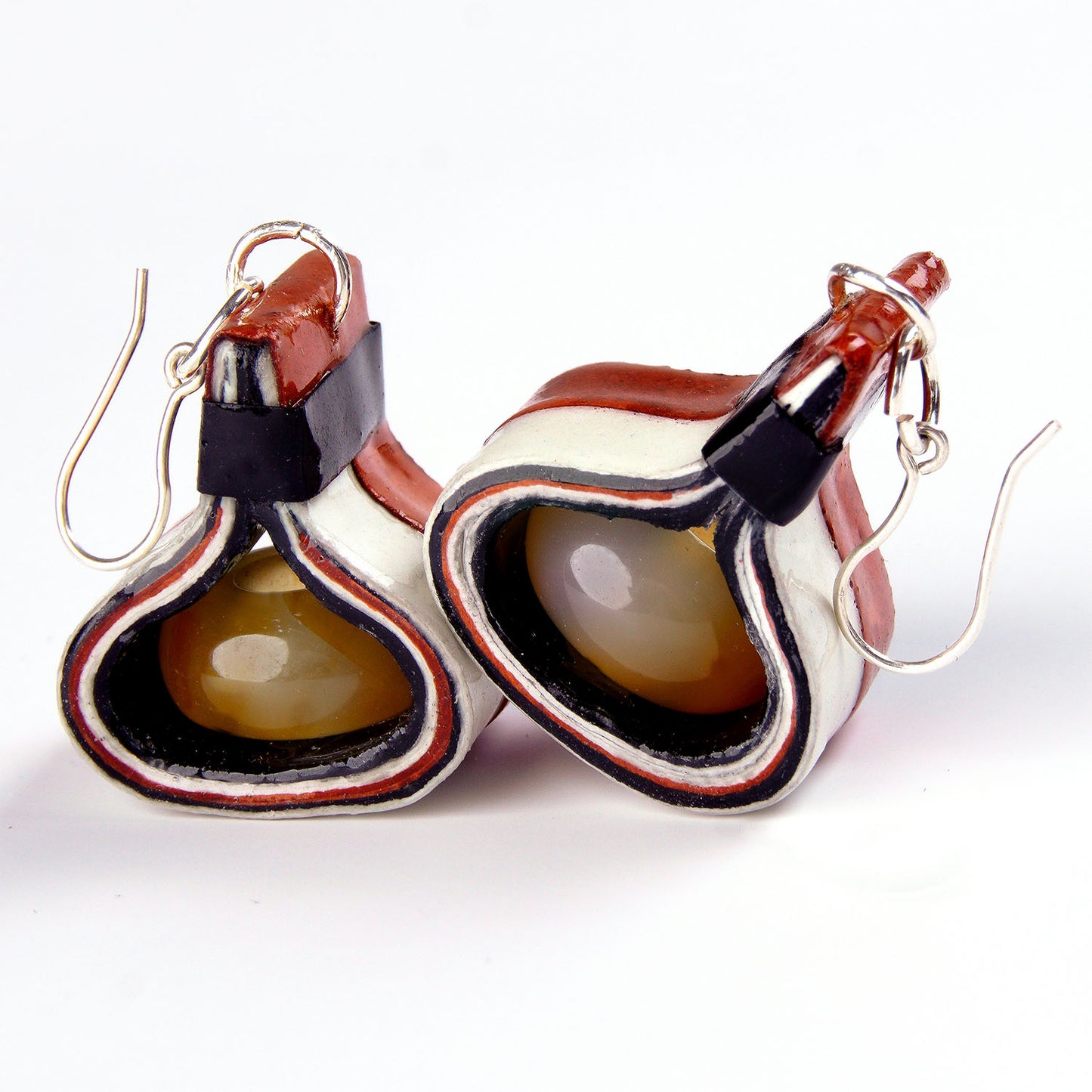 Pendientes de Papel -  Drops brown and beige con cornalina