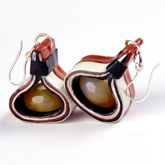 Pendientes de Papel -  Drops brown and beige con cornalina