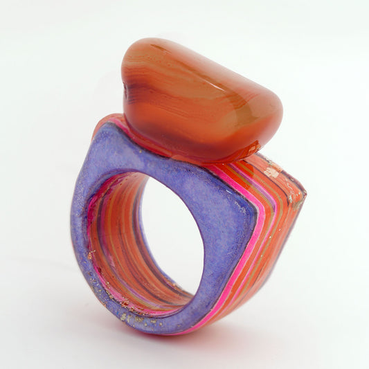 Anillo Ágata Carneola Naranja